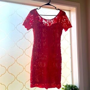 Soieblu size s orange lace with nude underlay zipper back